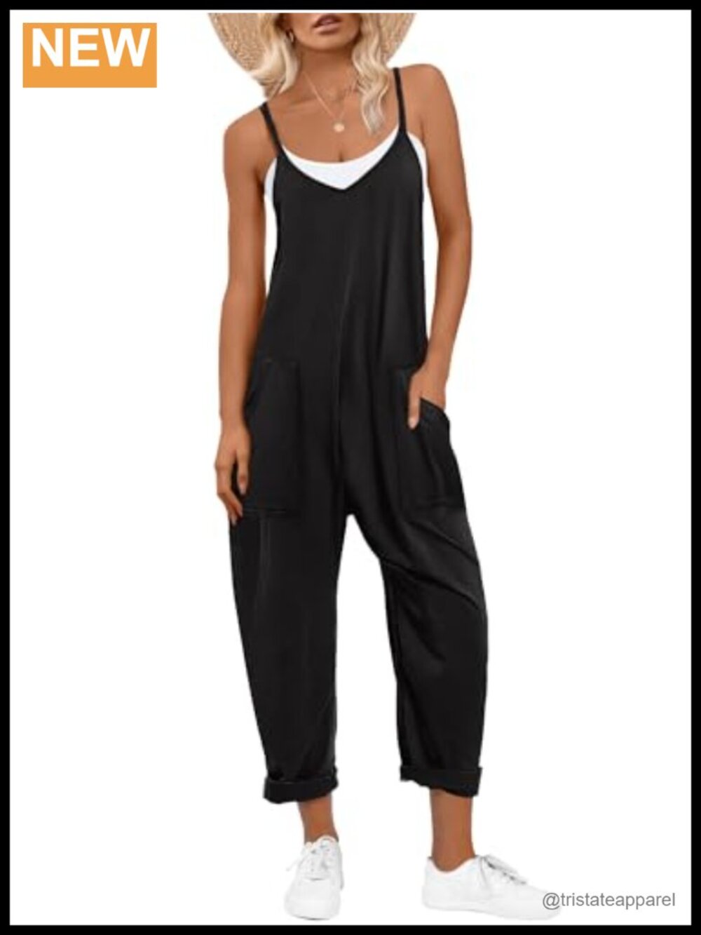ANRABESS Women's Loose Sleeveless Overalls with Adjustable Spaghetti Straps and